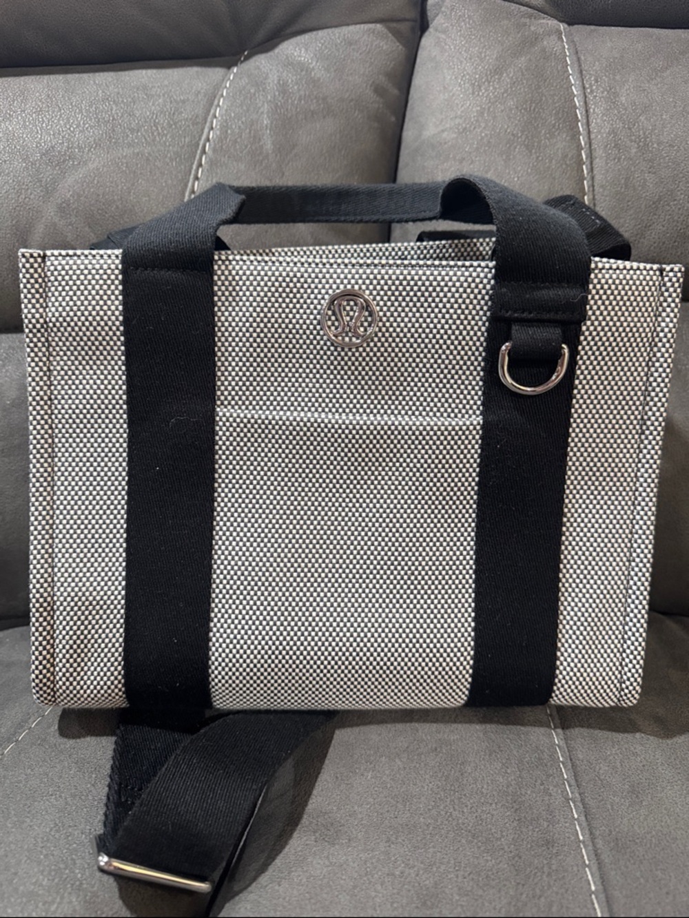 lululemon athletica Black and White Woven Crossbody Tote